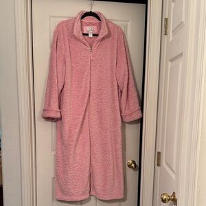 Oscar de la Renta Pink Fleece long Robe EUC